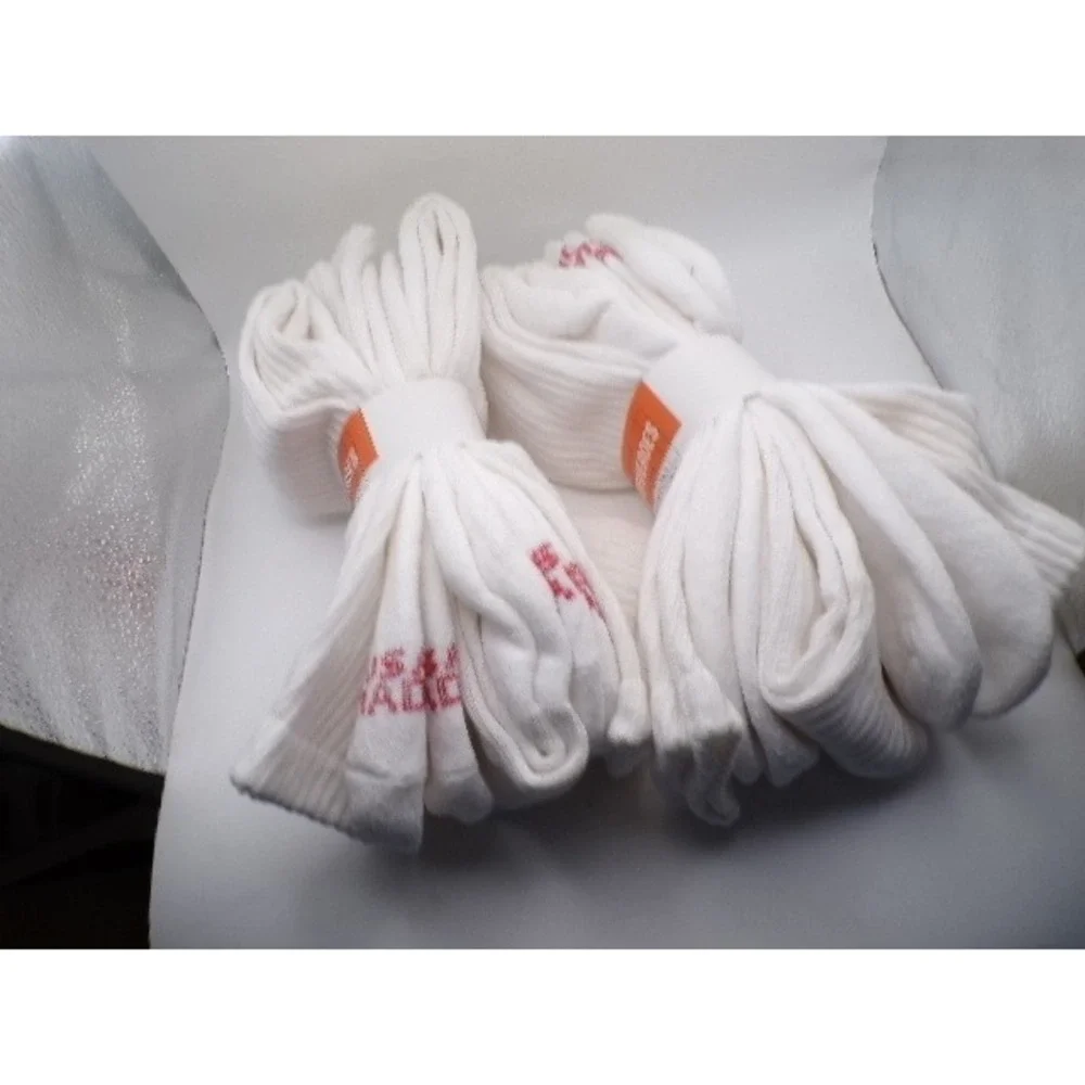 Deveroes Mens White Athletic Crew Socks 2 Packs‎ 9 Pairs Total Size Large New